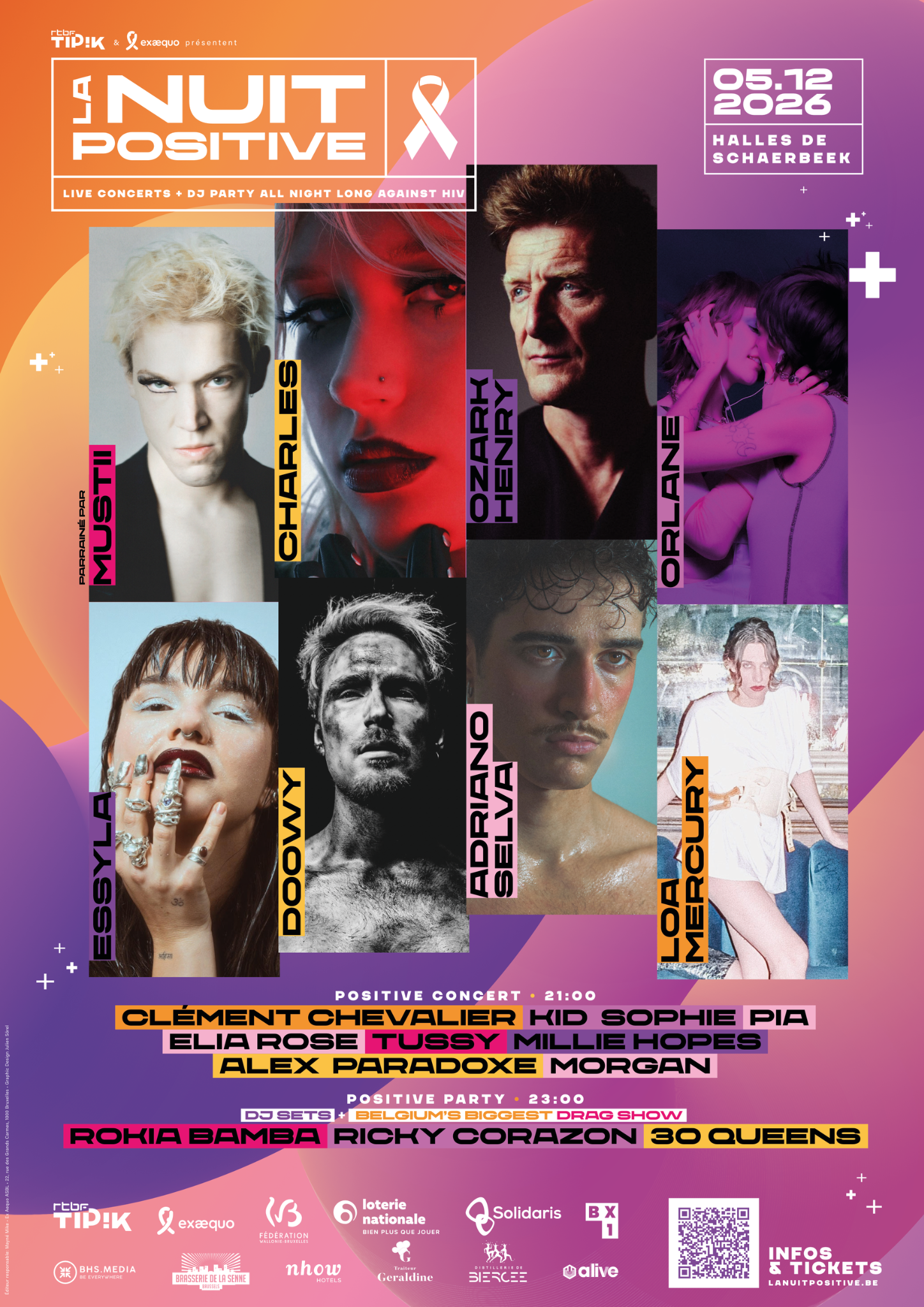 Affiche officielle finale de La Nuit Positive 2026 présentant les artistes